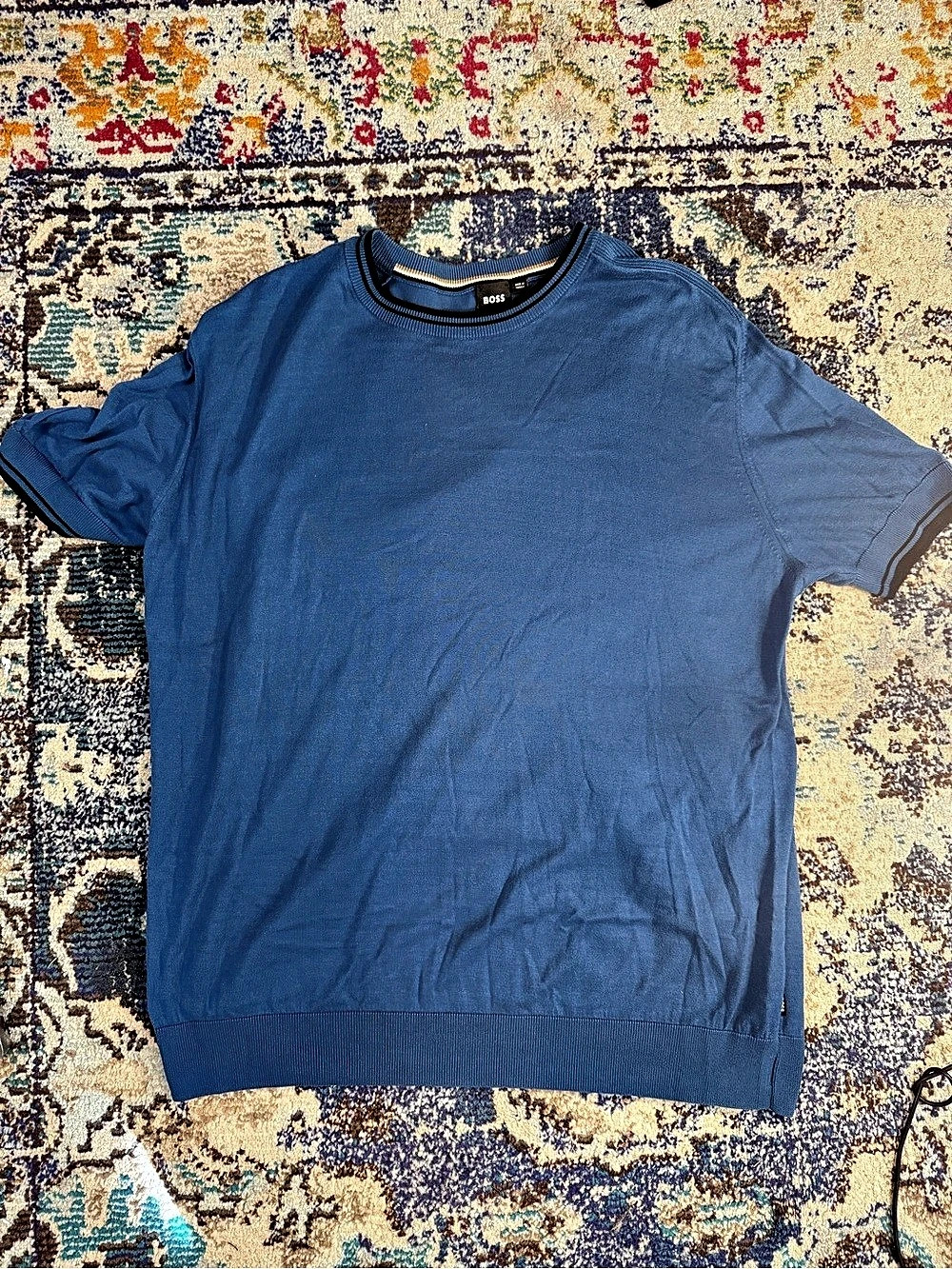 BOSS H-Laruso Short-Sleeved Sweater Blue